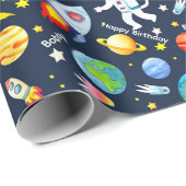 Astronaut Boy's Personalize Name Rocket Man Cadeaupapier (Rol Hoek)