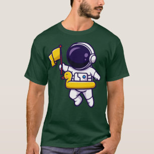 Astronaut brengt vlag en drijft met eenden banden t-shirt