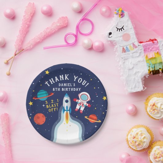Astronaut Buitenruimte Dag Dank u Papieren Bordje (Feest)