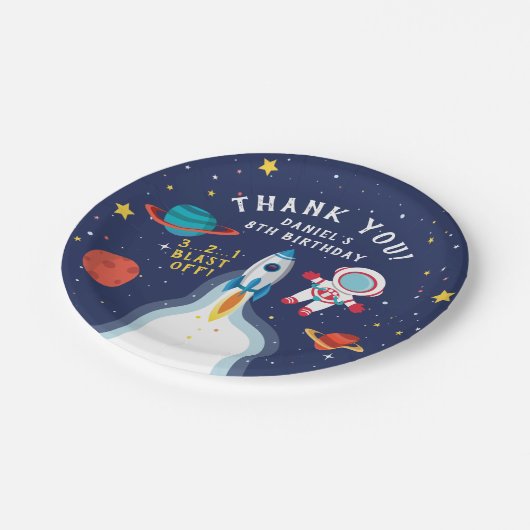 Astronaut Buitenruimte Dag Dank u Papieren Bordje (Gekanteld)