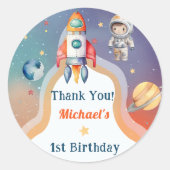 Astronaut Buitenruimte Dag Dank u Ronde Sticker (Voorkant)
