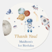 Astronaut Buitenruimte Dag Dank u Ronde Sticker (Voorkant)