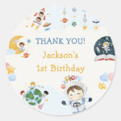 Astronaut Buitenruimte Dag Dank u Ronde Sticker (Voorkant)