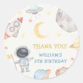 Astronaut Buitenruimte Dag Dank u Ronde Sticker (Voorkant)