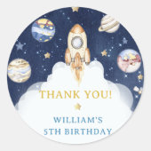 Astronaut Buitenruimte Dag Dank u Ronde Sticker (Voorkant)