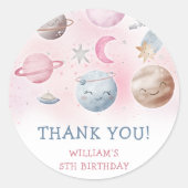 Astronaut Buitenruimte Dag Dank u Ronde Sticker (Voorkant)