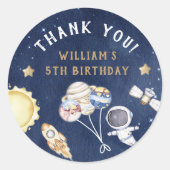 Astronaut Buitenruimte Dag Dank u Ronde Sticker (Voorkant)