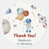 Astronaut Buitenruimte Dag Dank u Ronde Sticker (Voorkant)