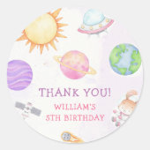 Astronaut Buitenruimte Dag Dank u Ronde Sticker (Voorkant)