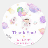 Astronaut Buitenruimte Dag Dank u Ronde Sticker (Voorkant)