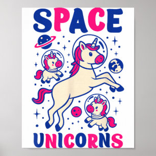 Astronaut Buitenruimte Eenhoorns Schattige Eenhoor Poster