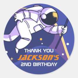 Astronaut Buitenruimte Galaxy Kids Birthday Party Ronde Sticker