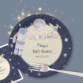 Astronaut Buitenruimte Het is een jongen Baby show Papieren Bordje
