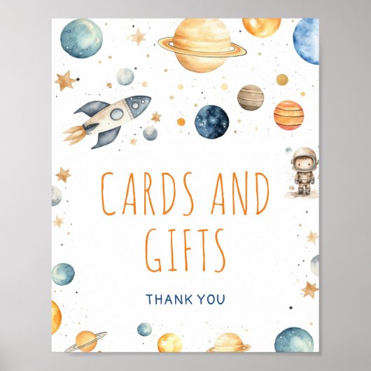Astronaut Buitenruimte Kaarten & Cadeaus Verjaarda Poster (Voorkant)