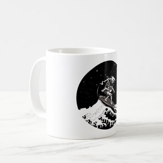 Astronaut Buitenruimte met grote golven Astronau Koffiemok (Voorkant links)
