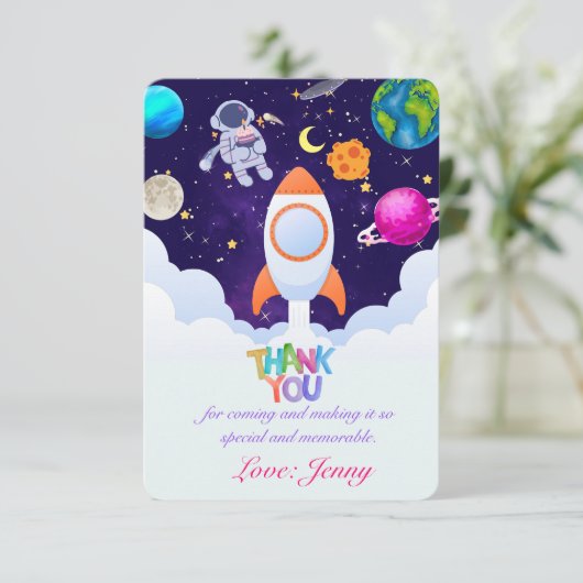Astronaut, Buitenruimte, Planeten Dank u voor Mark Bedankkaart (Staand voorkant)