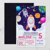 Astronaut, Buitenruimte, Planets Birthday Invitati Bedankkaart (Voorkant / Achterkant)