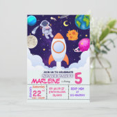 Astronaut, Buitenruimte, Planets Birthday Invitati Bedankkaart (Staand voorkant)
