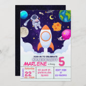 Astronaut, Buitenruimte, Planets Birthday Invitati Bedankkaart (Voorkant / Achterkant)