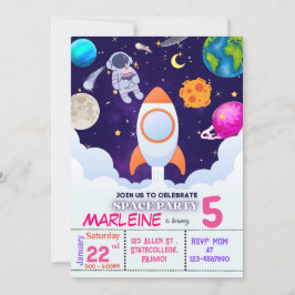 Astronaut, Buitenruimte, Planets Birthday Invitati Bedankkaart
