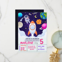 Astronaut, Buitenruimte, Planets Birthday Invitati Bedankkaart