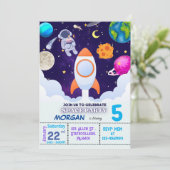 Astronaut, Buitenruimte, Planets Birthday Invitati Bedankkaart (Staand voorkant)