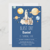 Astronaut Buitenruimte Raket Any Age Jongen Verjaa Kaart (Voorkant)