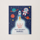 Astronaut Buitenruimte Raket Schip Jigzaag Puzzle Legpuzzel (Verticaal)