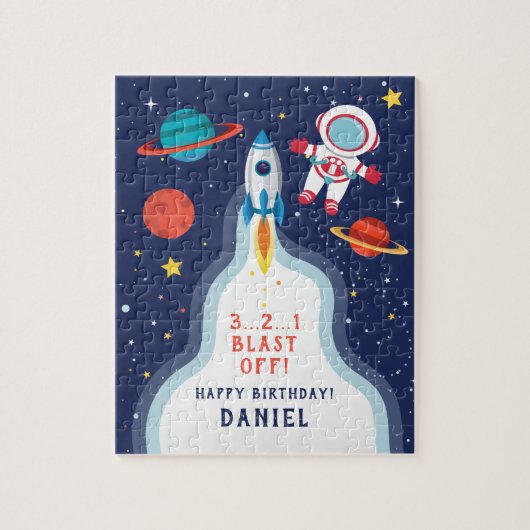 Astronaut Buitenruimte Raket Schip Jigzaag Puzzle Legpuzzel (Verticaal)