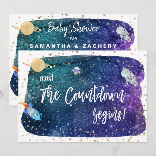 *~* Astronaut Buitenruimte Rocket Baby shower Kaart (Voorkant / Achterkant)