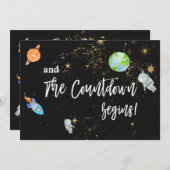 *~ Astronaut Buitenruimte Rocket Planet Baby showe Kaart (Voorkant / Achterkant)