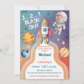 Astronaut Buitenruimte Rocket Shiket Birthday Foto Kaart (Voorkant)