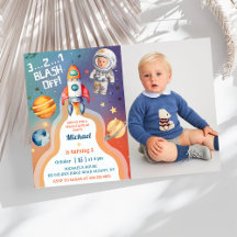 Astronaut Buitenruimte Rocket Shiket Birthday Foto