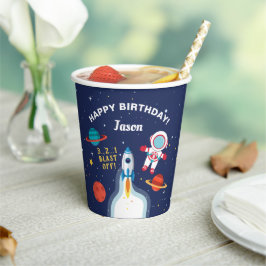 Astronaut Buitenruimte Rocket Shiket Birthday Papieren Bekers