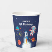 Astronaut Buitenruimte Rocket Shiket Birthday Papieren Bekers (Achterkant)