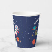Astronaut Buitenruimte Rocket Shiket Birthday Papieren Bekers (Rechts)