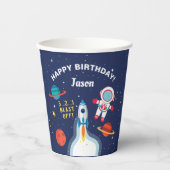 Astronaut Buitenruimte Rocket Shiket Birthday Papieren Bekers (Voorkant)