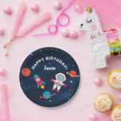 Astronaut Buitenruimte Rocket Shiket Birthday Papieren Bordje (Feest)