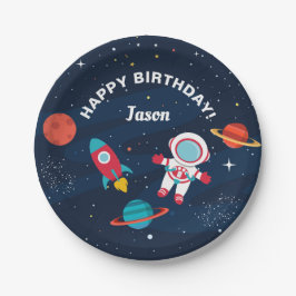 Astronaut Buitenruimte Rocket Shiket Birthday Papieren Bordje