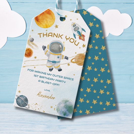 Astronaut Buitenruimte Verjaardag Bedankt Cadeaulabel