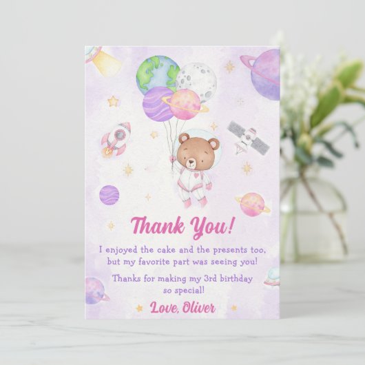 Astronaut Buitenruimte Verjaardag Dank Je Kaart (Staand voorkant)