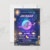 Astronaut buitenruimte verjaardagsuitnodigingen kaart (Voorkant)