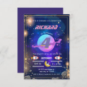 Astronaut buitenruimte verjaardagsuitnodigingen kaart (Voorkant / Achterkant)