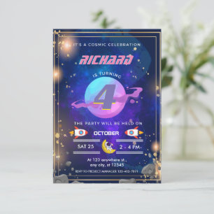 Astronaut buitenruimte verjaardagsuitnodigingen kaart