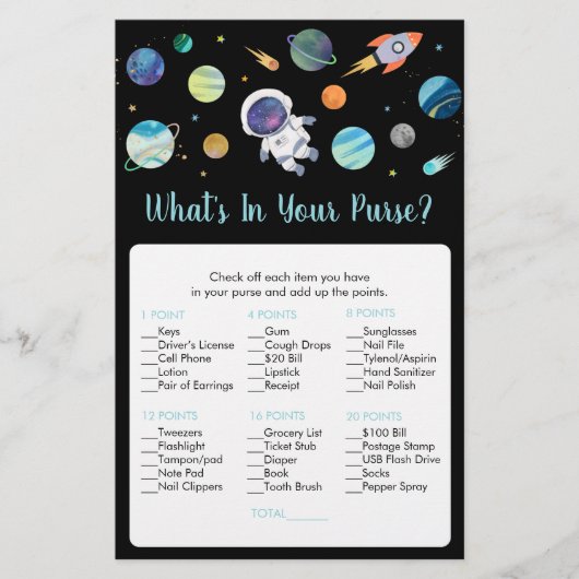 Astronaut buitenruimte Wat zit er in je paarse spe (Voorkant)