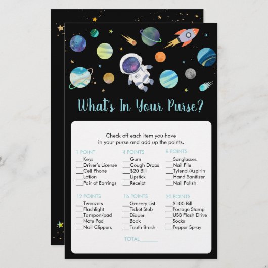 Astronaut buitenruimte Wat zit er in je paarse spe (Voorkant / Achterkant)