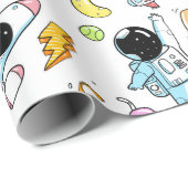 Astronaut Buitenspatie Baby Boy Cadeaupapier (Rol Hoek)