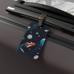 Astronaut Buitenspatie Reienmoonsterren Bagagelabel