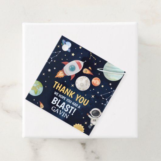 Astronaut Buitenste Ruimte Blaas Van Vierkant Bedankjes Labels (In situ)