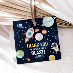 Astronaut Buitenste Ruimte Blaas Van Vierkant Bedankjes Labels